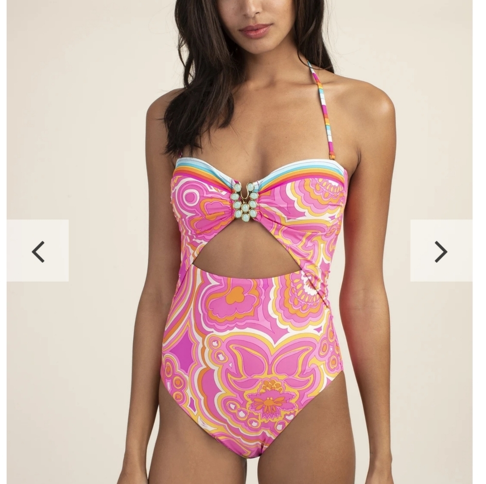 NWT Trina Turk Morning Sunrise Bandeau SwimSuit - Picture 10 of 14